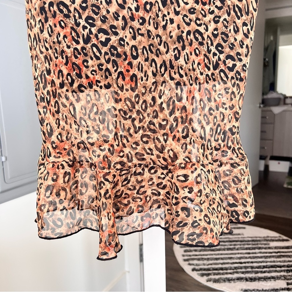 Vintage Y2K Leopard Print Ruffle Hem Dress- 12/L - Picture 2 of 9